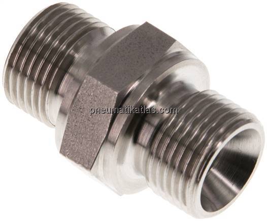 Hydraulik-Doppelnippel G 3/8"-G 3/8", 1.4571