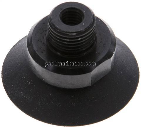 Flachsauger, Stützrippe, P-Serie, Ø 28x1mm, CR (50A), schwarz