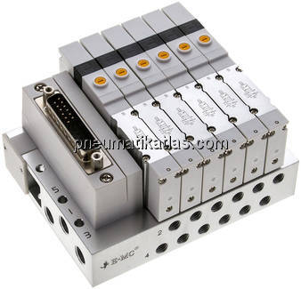 Ventilterminal 6x5/2-Wege, Multipol, M 7 an Grundplatte (seitlich)