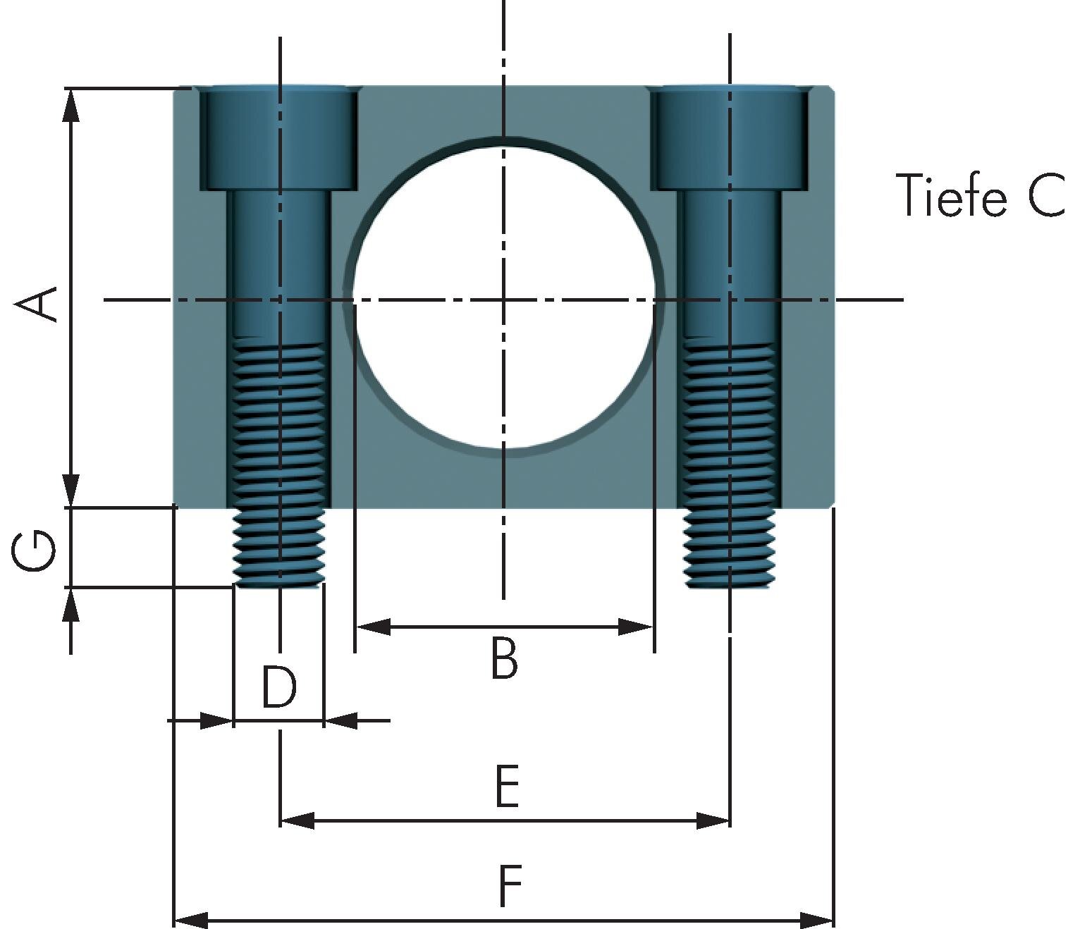 Zeichnung: Klemmflansch für Stoßdämpfer, seitliche