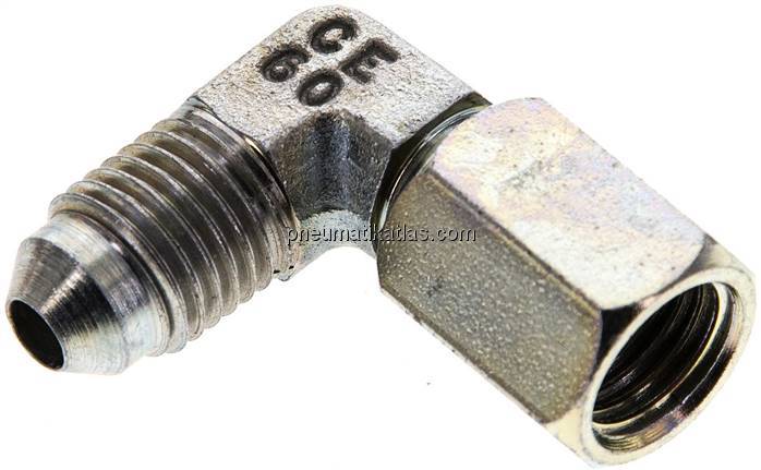 90°-Einschraubwinkel, UNF 7/16"-20 (JIC), Stahl verzinkt