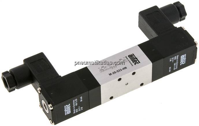 5/3-Wege Magnetventil, M 5, Mittelstellung entlüftet, 12 V DC