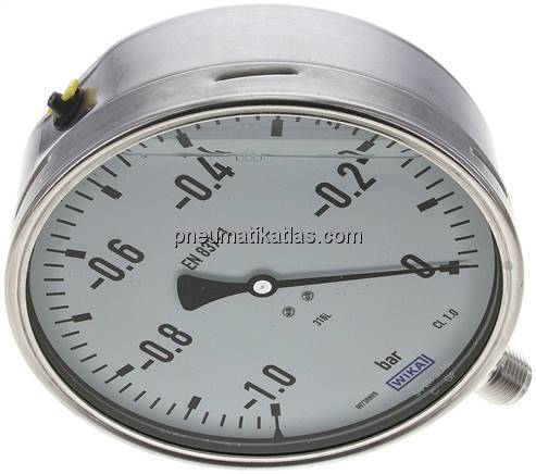 Chemie-Glycerin-Manometer senkrecht,160mm, -1 bis 0 bar