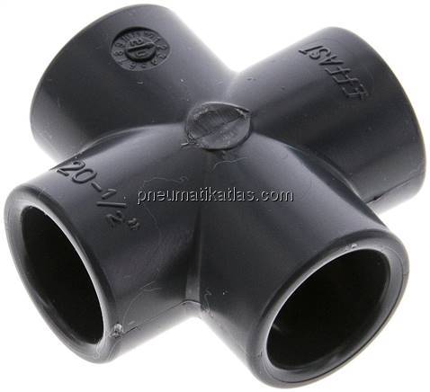 Klebemuffen-Kreuzstück, PVC-U, 20mm