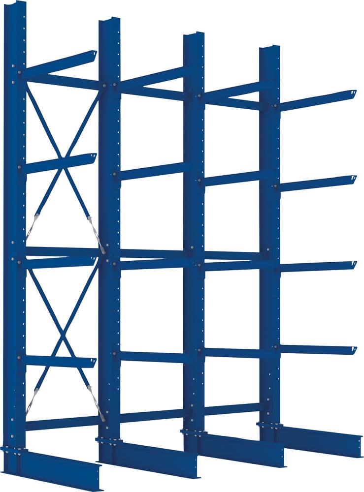 Kragarmregal Heavy B3100xT1000xH4000 mm einseitig RAL 5010 5 Ebenen Traglast 2020kg