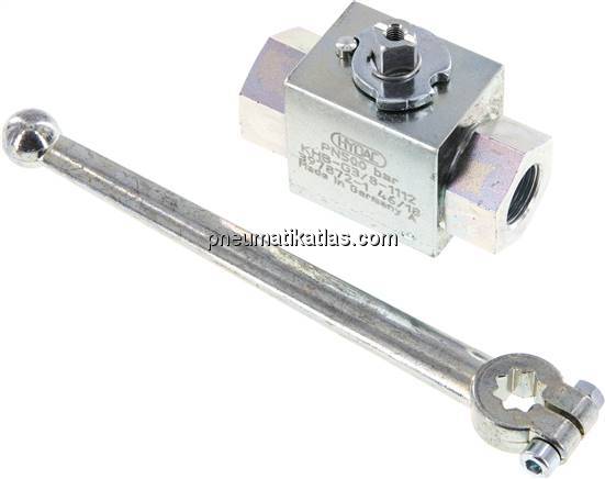 Hochdruck-Kugelhahn, Stahl, G 3/8", 0 - 500bar