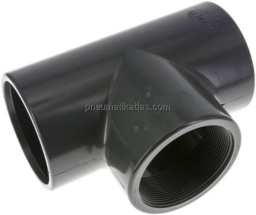 Klebe-Gewinde-T-Stück, PVC-U, 90mmxRp 3" IGx90mm