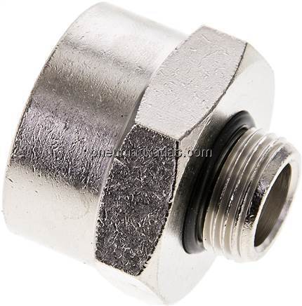 Reduziernippel G 3/8"(AG)-G 3/4"(IG), Messing vernickelt (Elastomerabdichtung)