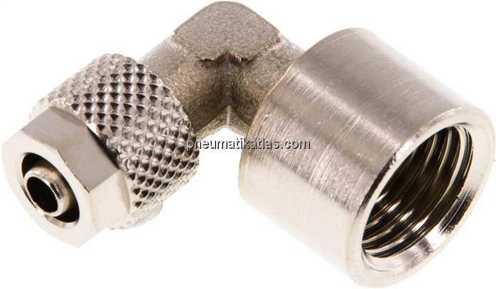 Winkel-Aufschraubverschraubung G 1/4"-6x4mm, Messing vernickelt