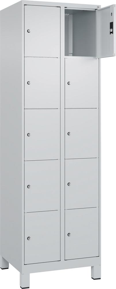 Fächerschrank mit Füßen B600xT500xH1950 Korpus RAL 7035 LichtgrauTüren RAL 7035 Lichtgrau
