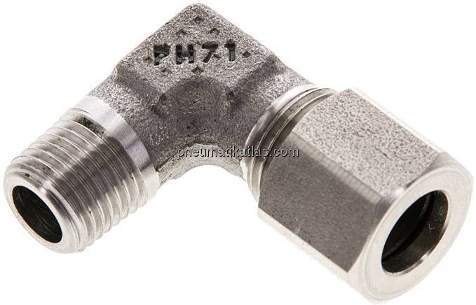 Winkel-Schneidringverschraub. M 10x1 (konisch)-8 LL (M12x1), 1.4571