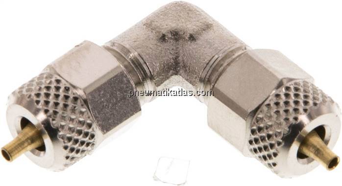 Winkel-Verschraubung 4x2mm, Messing vernickelt