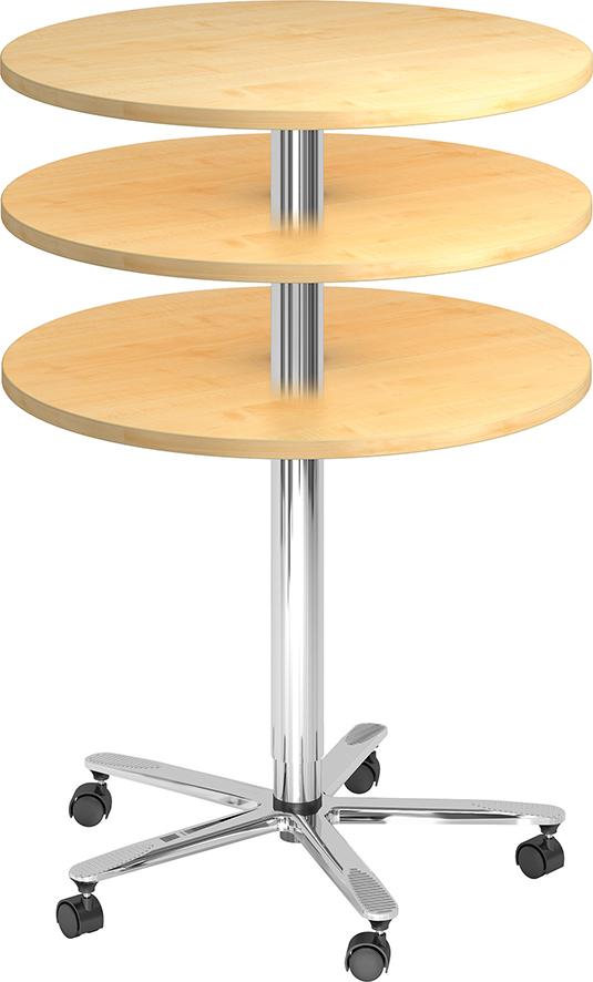 Säulentisch Buche/Chrom D800mm H720-1140mm