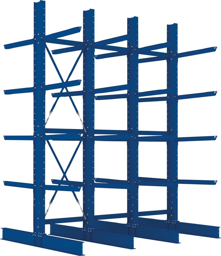Kragarmregal Heavy B3100xT2x1000xH4000 mm doppelseitig RAL 5010 5 Ebenen Traglast 2020kg