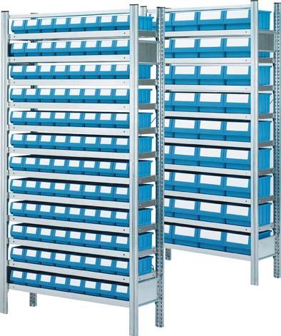 Anbauregal m. 36 Kästen 2000x1000x600