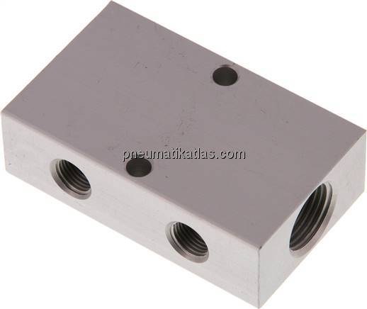 Verteilerleiste 2x G 3/8"-2x G 1/8", Aluminium eloxiert