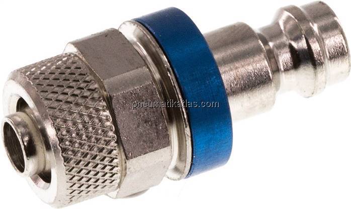 Kupplungsstecker (NW5) 8x6mm Schlauch, Messing vernickelt