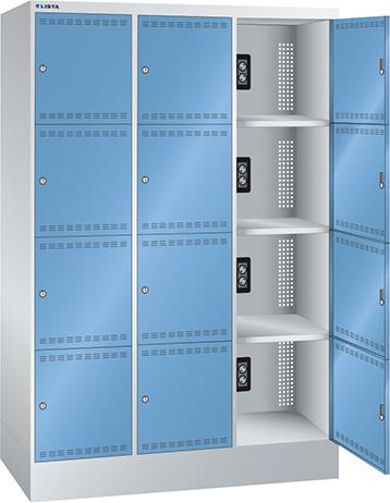 Ladeschrank Fächer Ral 7035/5012 BxTxH 1205x585x1790mm 3x4 Fächer Schuko