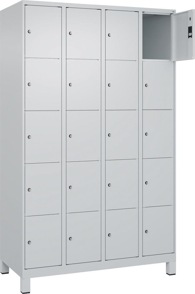Fächerschrank mit Füßen B1200xT500xH1950 Korpus RAL 7035 LichtgrauTüren RAL 7035 Lichtgrau