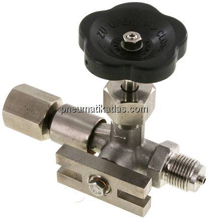 Manometer-Absperrventil G 1/2" Drehbare Muffe - Zapfen mit Schaft für Messgeräte