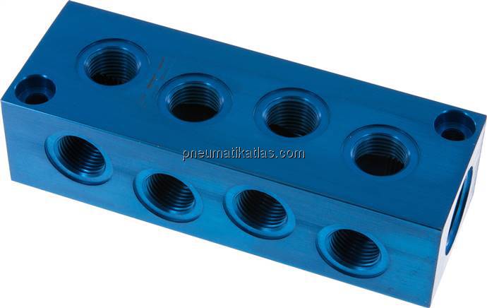 Verteilerleiste 2x G 3/4"-8x G 1/2", Aluminium