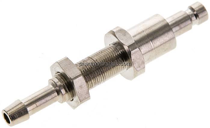 Schott-Kupplungsstecker (NW2,7) 4mm Schlauch, Messing vernickelt