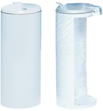 Abfallsammler mit Deckel H 900 mm D 450 mm weiß VAR