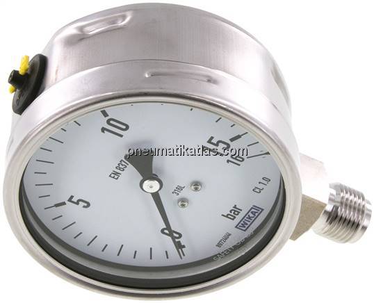 Chemie-Manometer senkrecht, 100mm, 0 - 16 bar