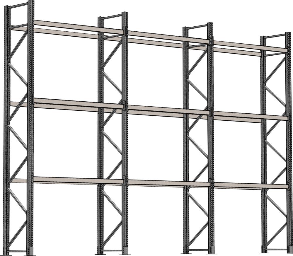 Palettenregal verzinkt 3 Felder á 1825 mm H 6000xT 1100mm 18 Holme 2000 kg