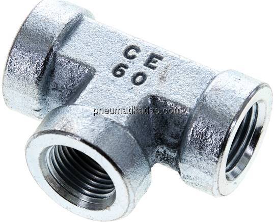 Hochdruck T-Stück NPT 3/8" (IG), Stahl verzinkt