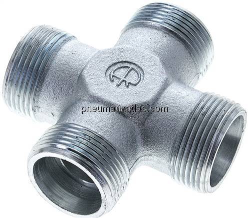 Kreuz-Schneidringverschraubung 25 S (M36x2), ohne Mutter & Schneidring, Stahl ve