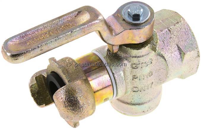 Einfach-Kükenhahn mit Kompressorenkupplung, G 1"(IG)