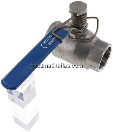 Edelstahl-Kugelhahn, Rp 1-1/2", -0,9 bis 40bar, federschließend