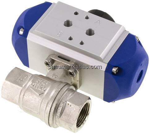 Pneumat. Messing-Kugelhahn, G 3/4", Feder-öffnend