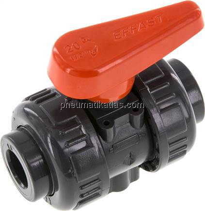 Klebemuffen-Kugelhahn, PVC-U / FKM, 16mm (Industrieausf.)