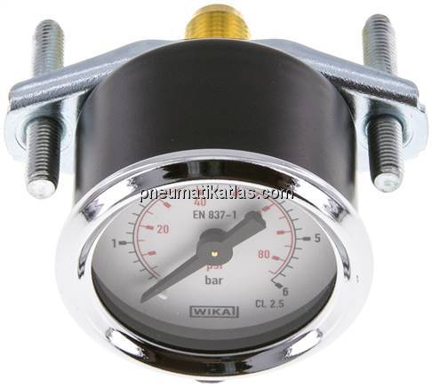 Einbaumanometer, 3-kant-Frontring, 40mm, 0 - 6 bar