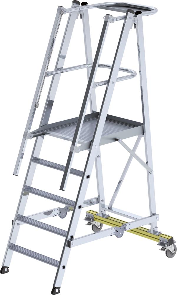 Alu-Podestleiter 6 Stufen mit Handlauf Podesthöhe 1,38 m Arbeitshöhe bis 3,40 m