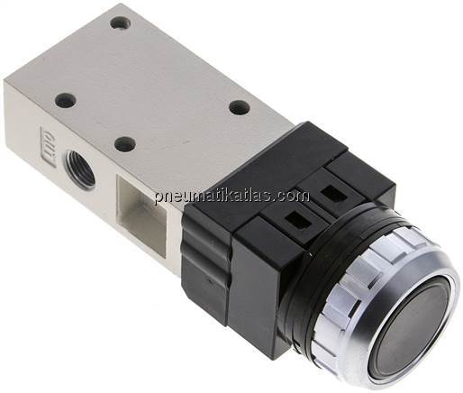 3/2-Wege Ventil G 1/8", Drucktaster schwarz