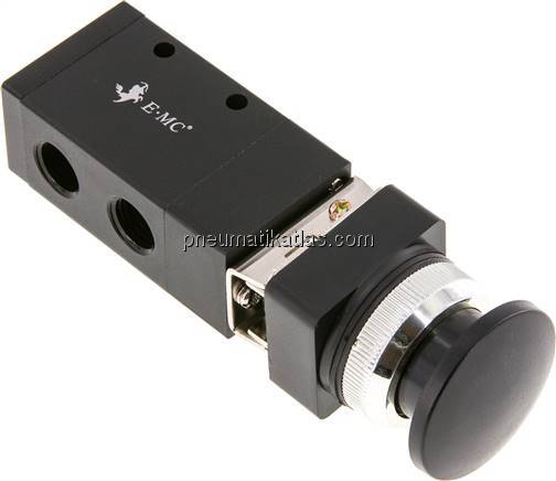 3/2-Wege (NC/NO) Pilztaster-Ventil, schwarz, G 1/4"