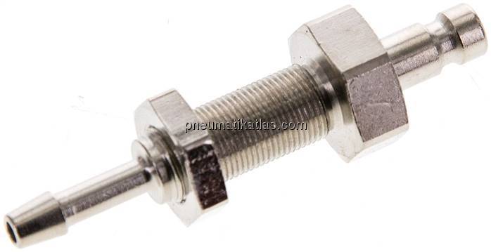 Schott-Kupplungsstecker (NW2,7) 3mm Schlauch, Messing vernickelt