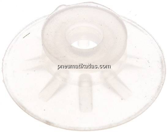 Flachsauger, Stützrippe, P-Serie, Ø 28x1mm, Silikon (50A), transparent