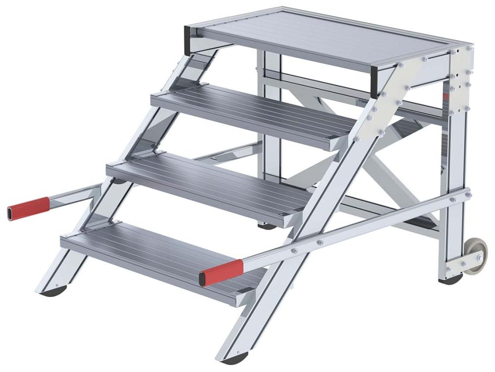 Alu-Arbeitspodest fahrbar4 Alu-Stufen B 800 mm Podesthöhe 0,79 m Arbeitshöhe bis 2,80 m