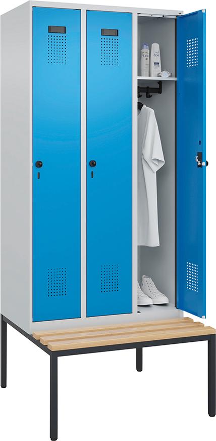 Spind Evolo PLUS 3 Abteile H2120xB900xT815mm RAL7035/RAL5012 /P1G/7021