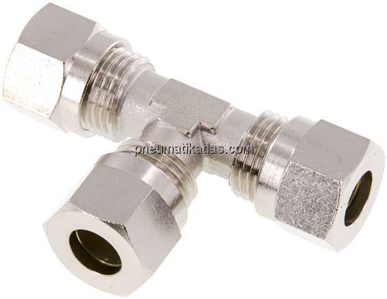 T-Schneidringverschraubung 10 L (M16x1,5), Messing vernickelt