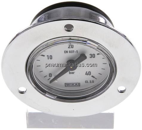Einbaumanometer (CrNi/Ms), Frontring, 40mm, 0 - 40 bar