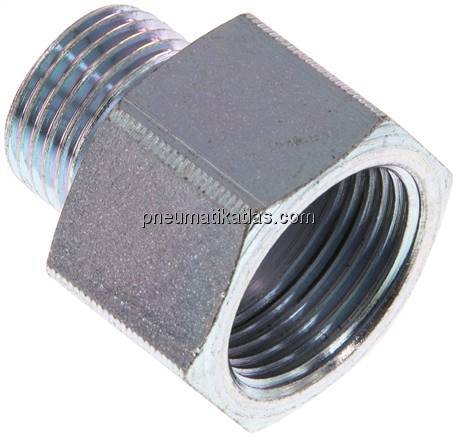 Hydraulik-Reduzierung M 18(AG)-M 22(IG), Stahl verzinkt, Elastomerdichtung