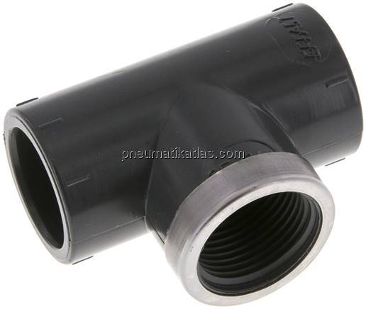 Klebe-Gewinde-T-Stück, PVC-U, 25mmxRp 3/4" IGx25mm