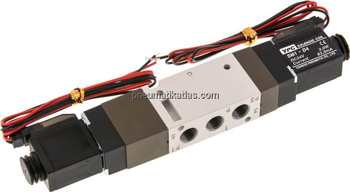 5/3-Wege Magnetventil, G 1/8", Mittelstellung entlüftet, 24 V DC