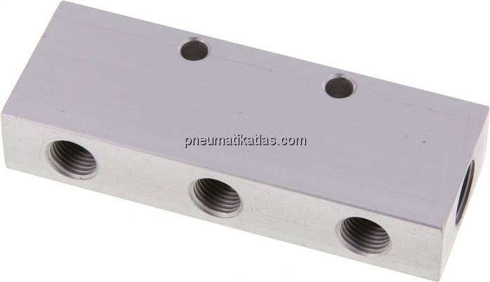 Verteilerleiste 2x G 3/8"-6x G 1/4", Aluminium eloxiert