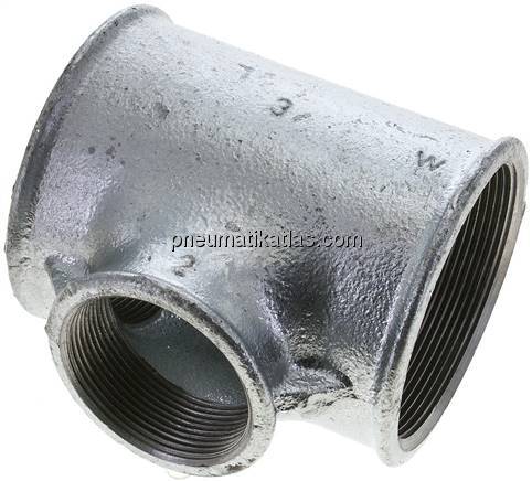 T-Stück Rp 3"-Rp 2"-Rp 3" (IG), Temperguss verzinkt